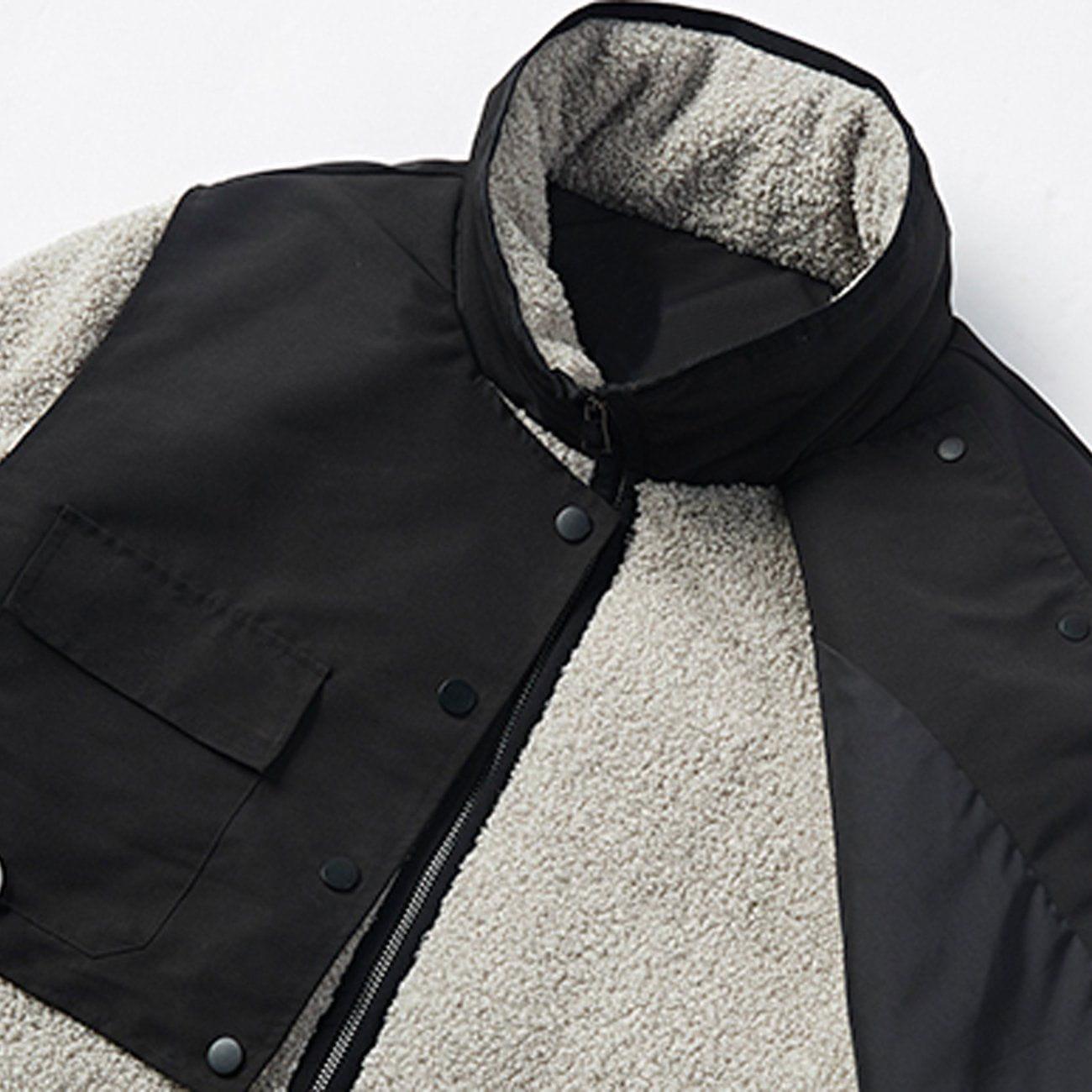 Tntwear® - Pocket Splicing Sherpa Winter Coat - tntwear1