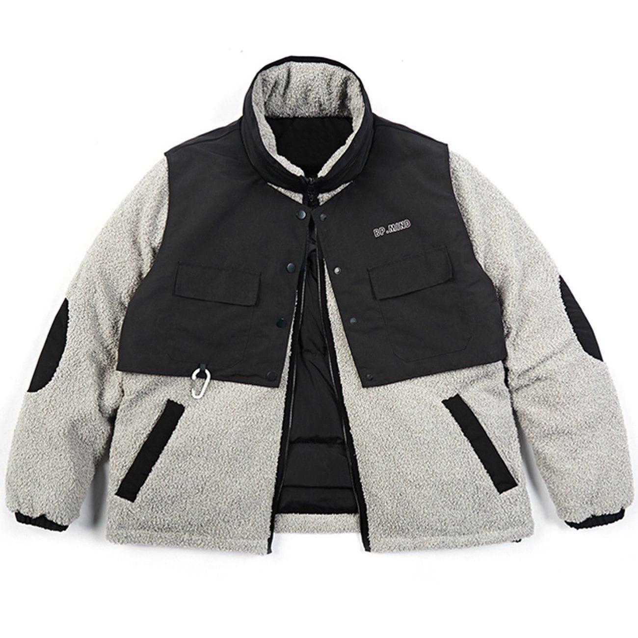 Tntwear® - Pocket Splicing Sherpa Winter Coat - tntwear1