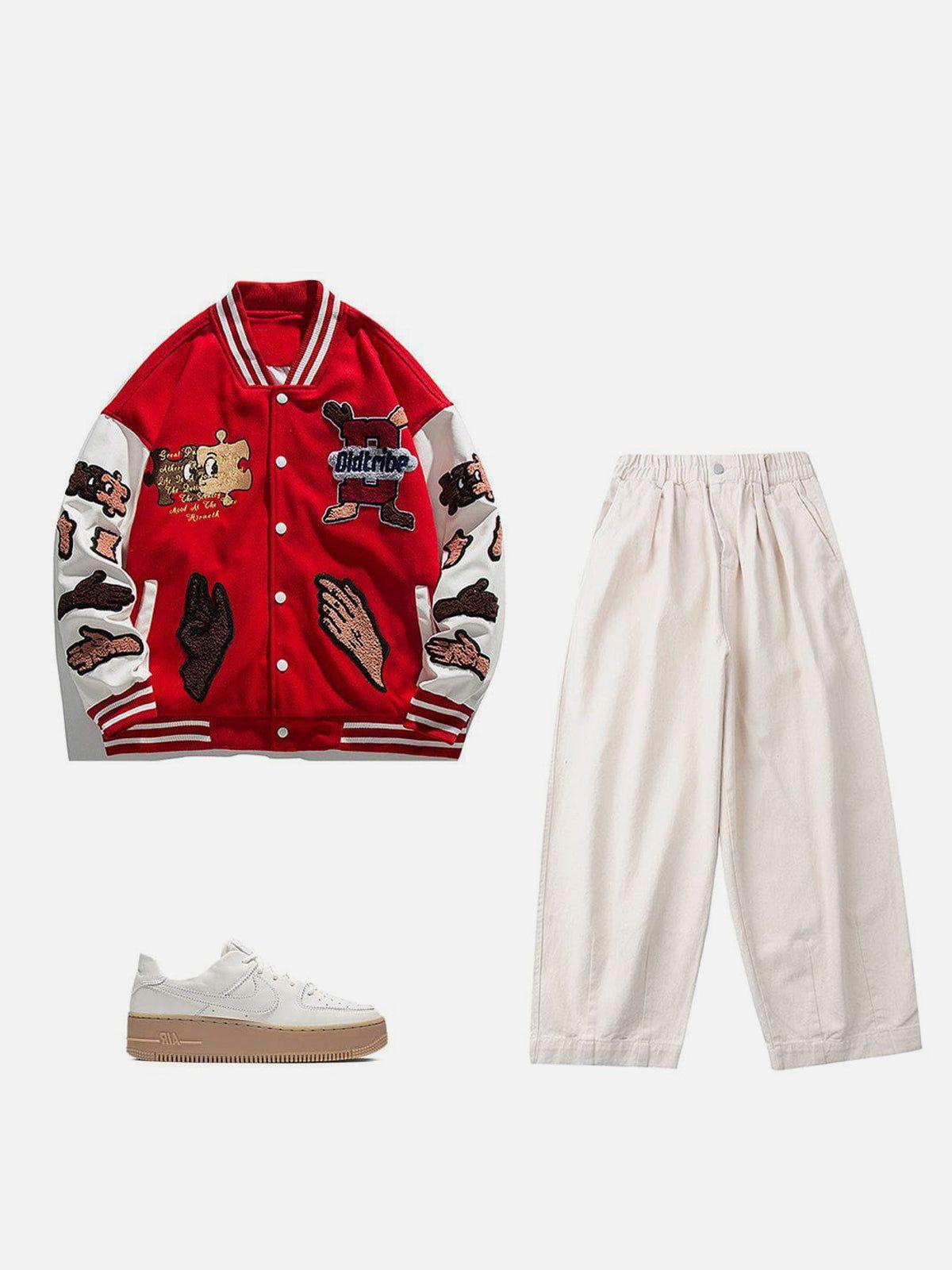 Tntwear® - Puzzle Embroidery Varsity Jacket - tntwear1