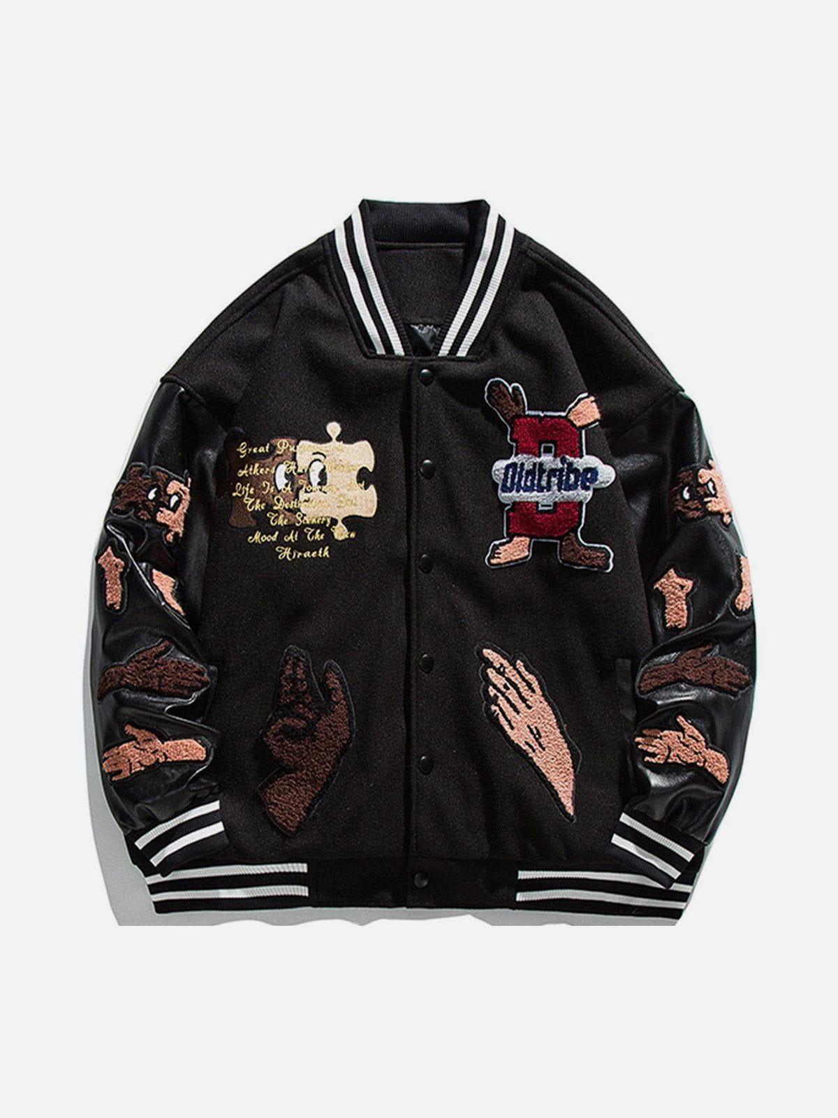 Tntwear® - Puzzle Embroidery Varsity Jacket - tntwear1