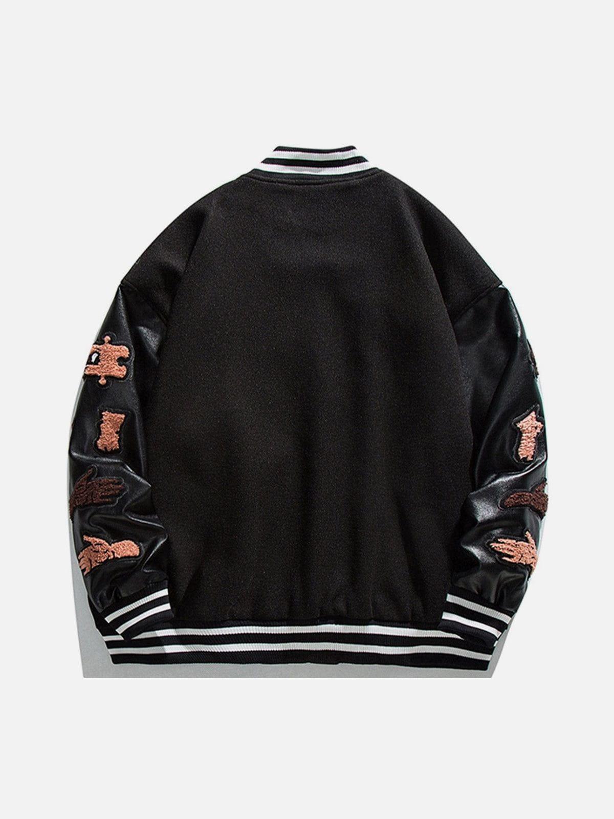 Tntwear® - Puzzle Embroidery Varsity Jacket - tntwear1