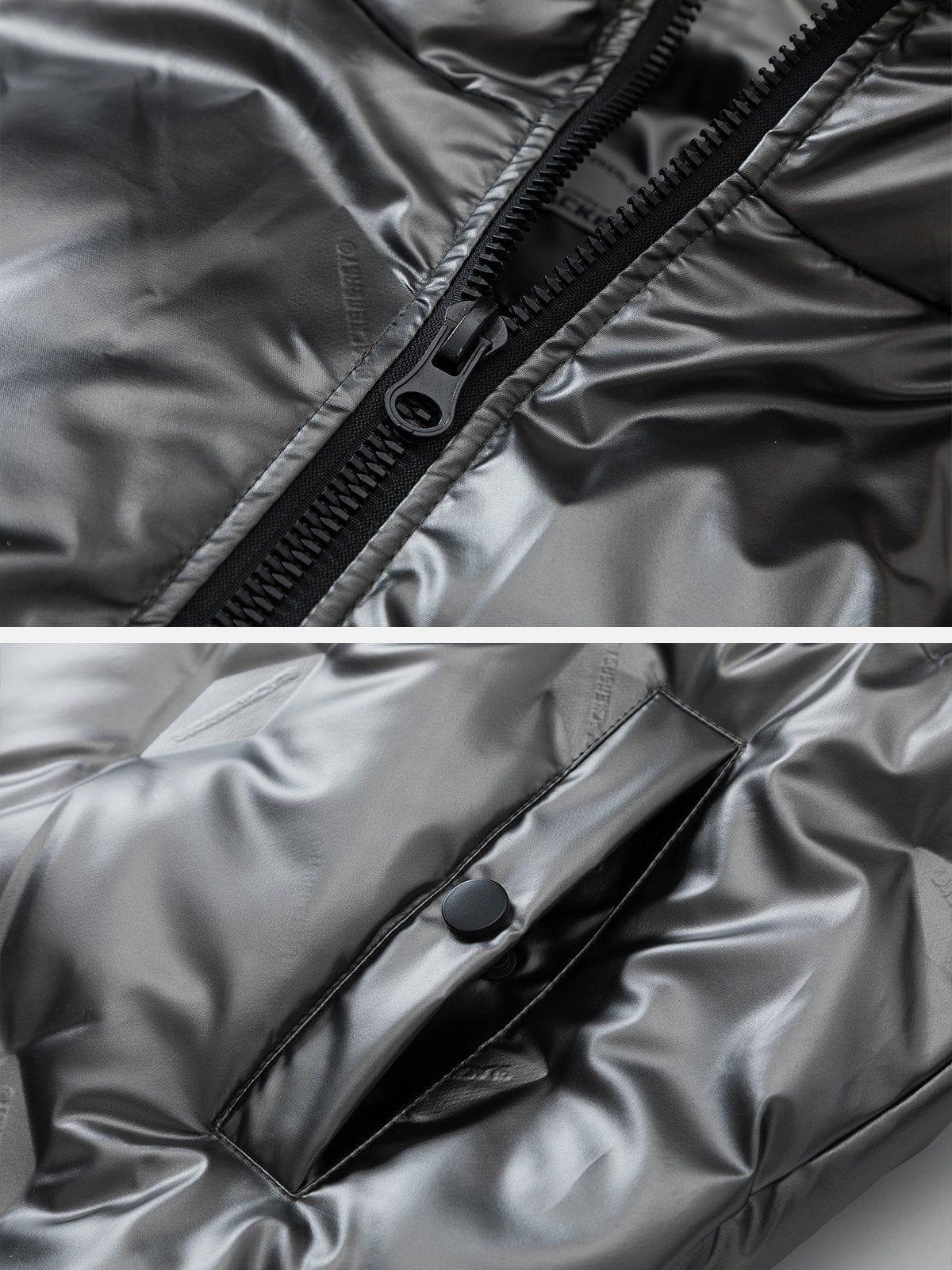 Tntwear® - Shiny Pleated Down Coat - tntwear1
