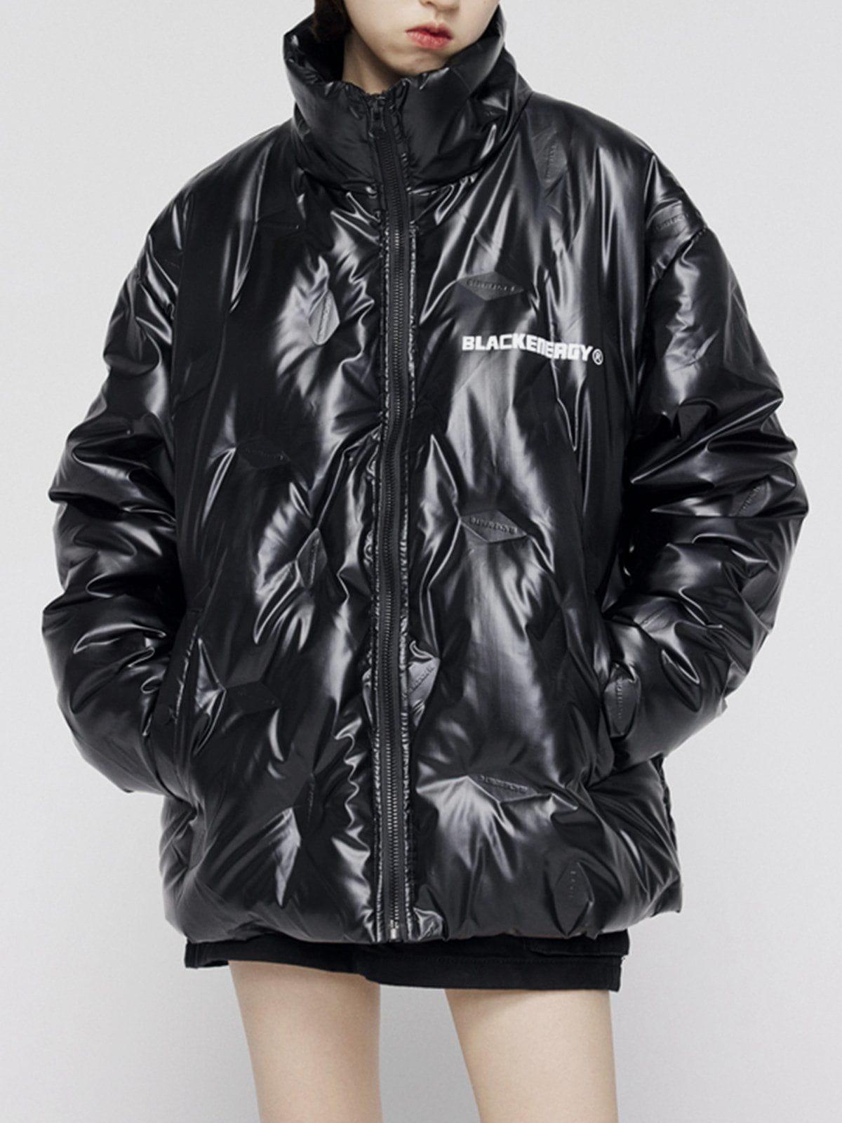 Tntwear® - Shiny Pleated Down Coat - tntwear1