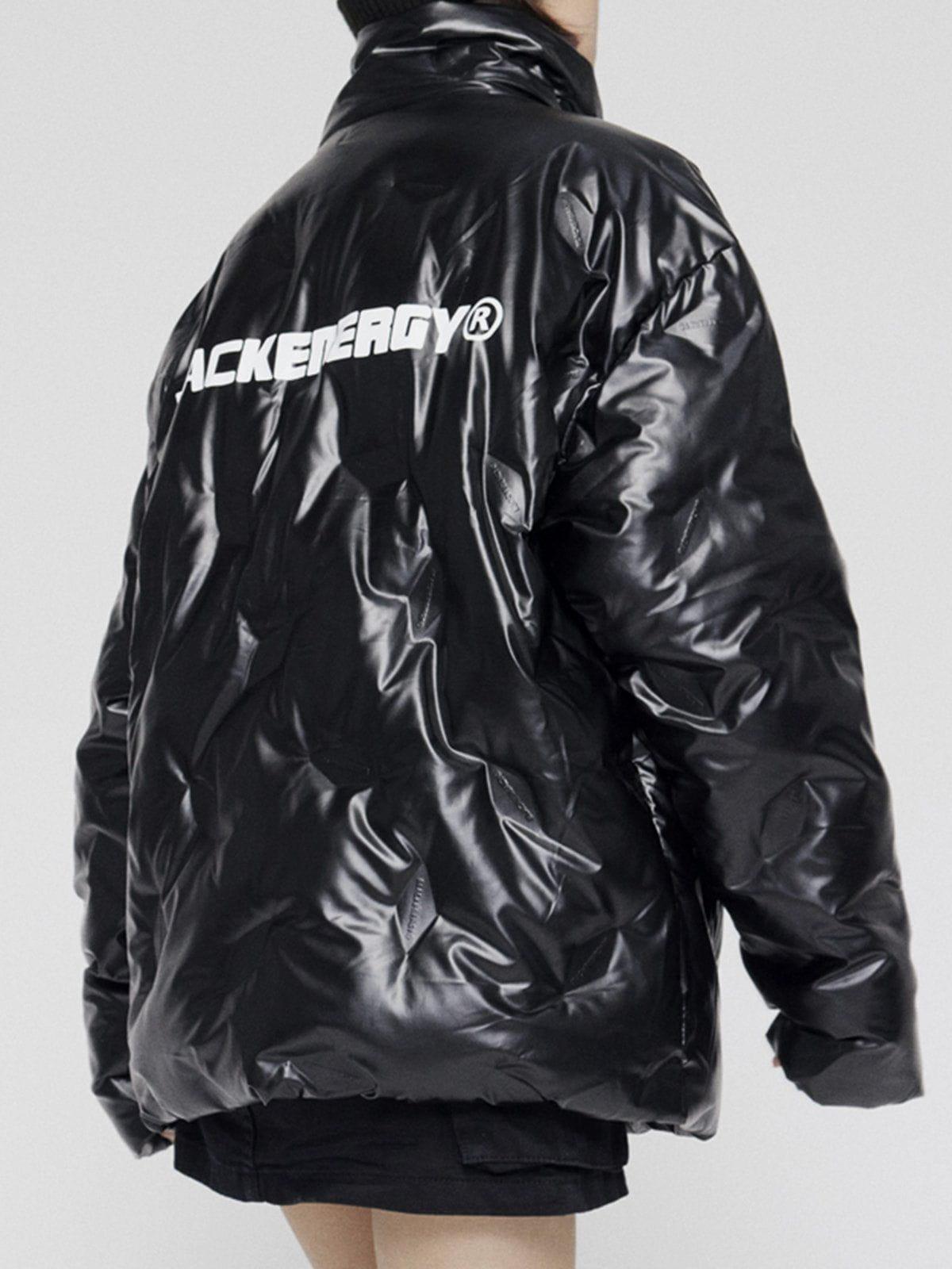 Tntwear® - Shiny Pleated Down Coat - tntwear1