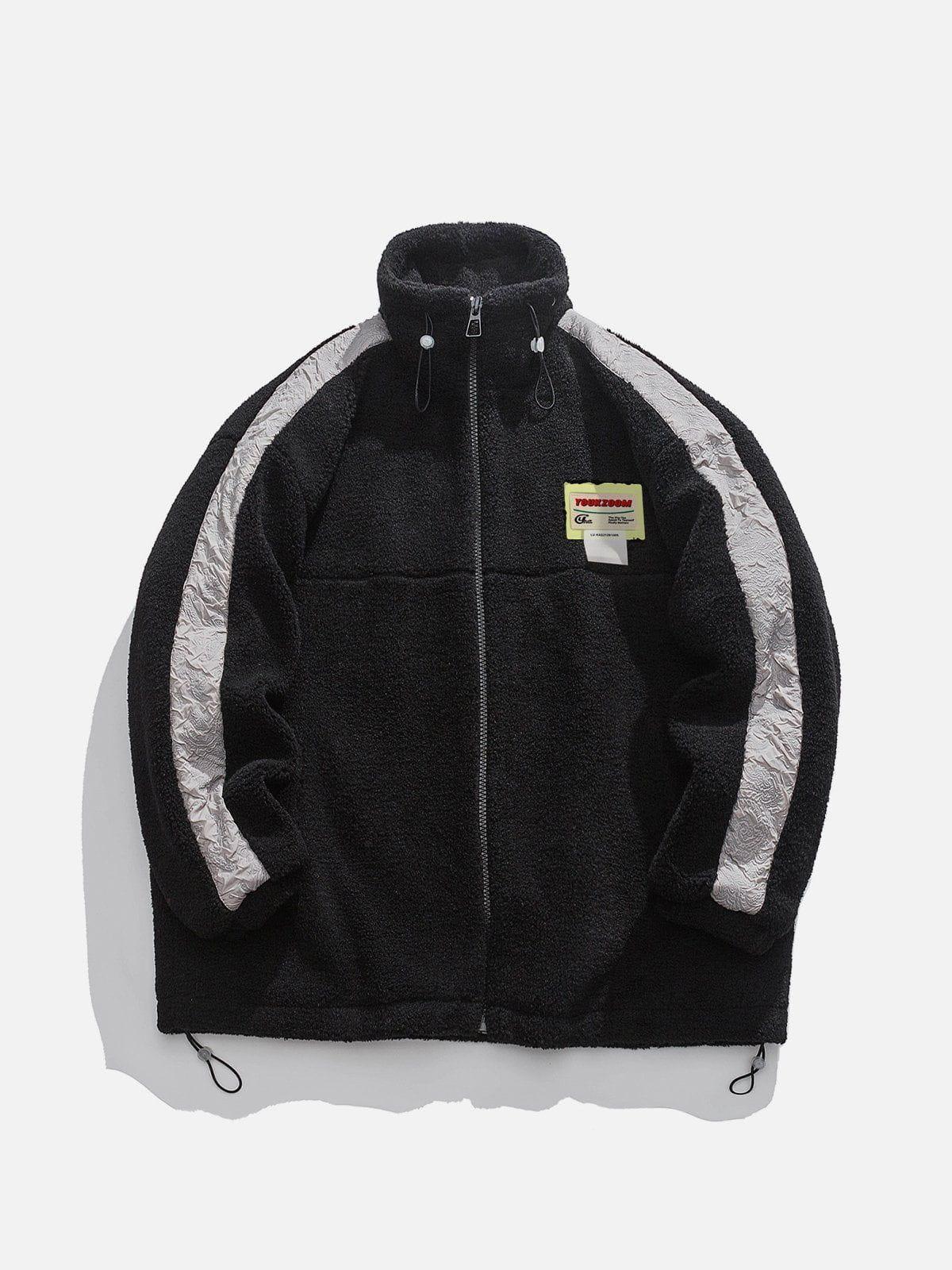 Tntwear® - Side Sleeves Patchwork Sherpa Coat - tntwear1