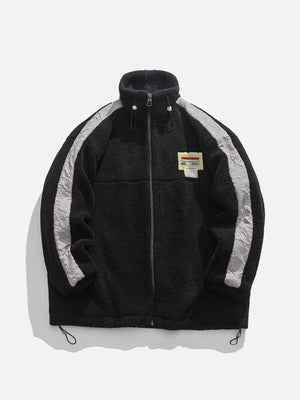 Tntwear® - Side Sleeves Patchwork Sherpa Coat - tntwear1
