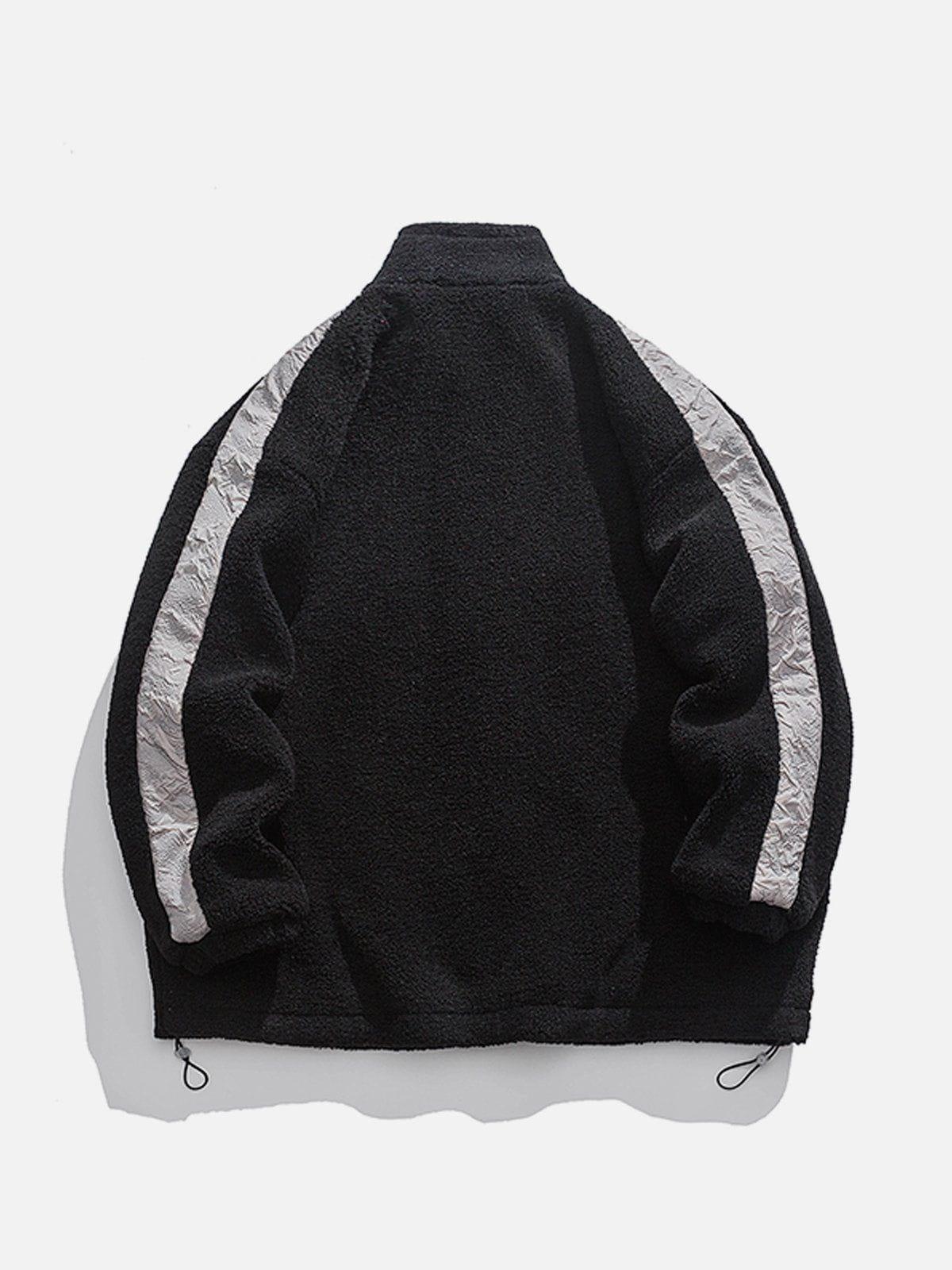 Tntwear® - Side Sleeves Patchwork Sherpa Coat - tntwear1