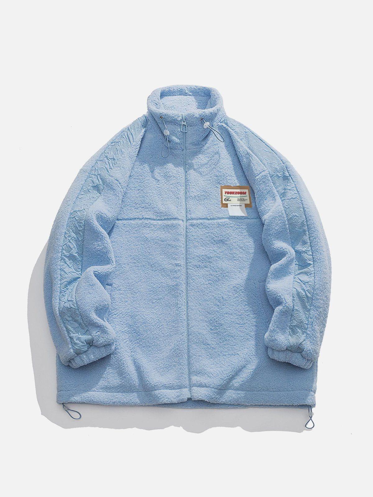 Tntwear® - Side Sleeves Patchwork Sherpa Coat - tntwear1