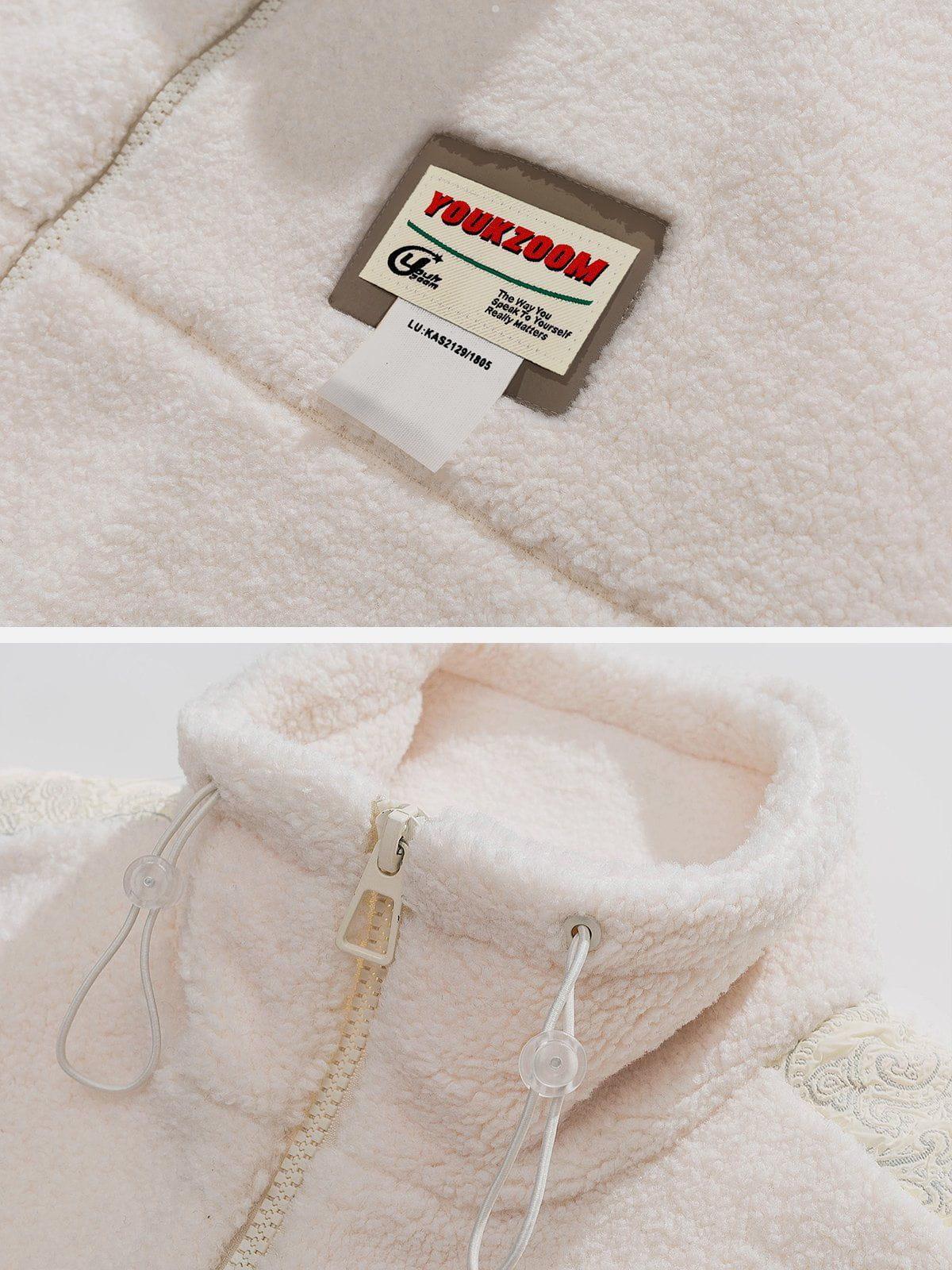 Tntwear® - Side Sleeves Patchwork Sherpa Coat - tntwear1