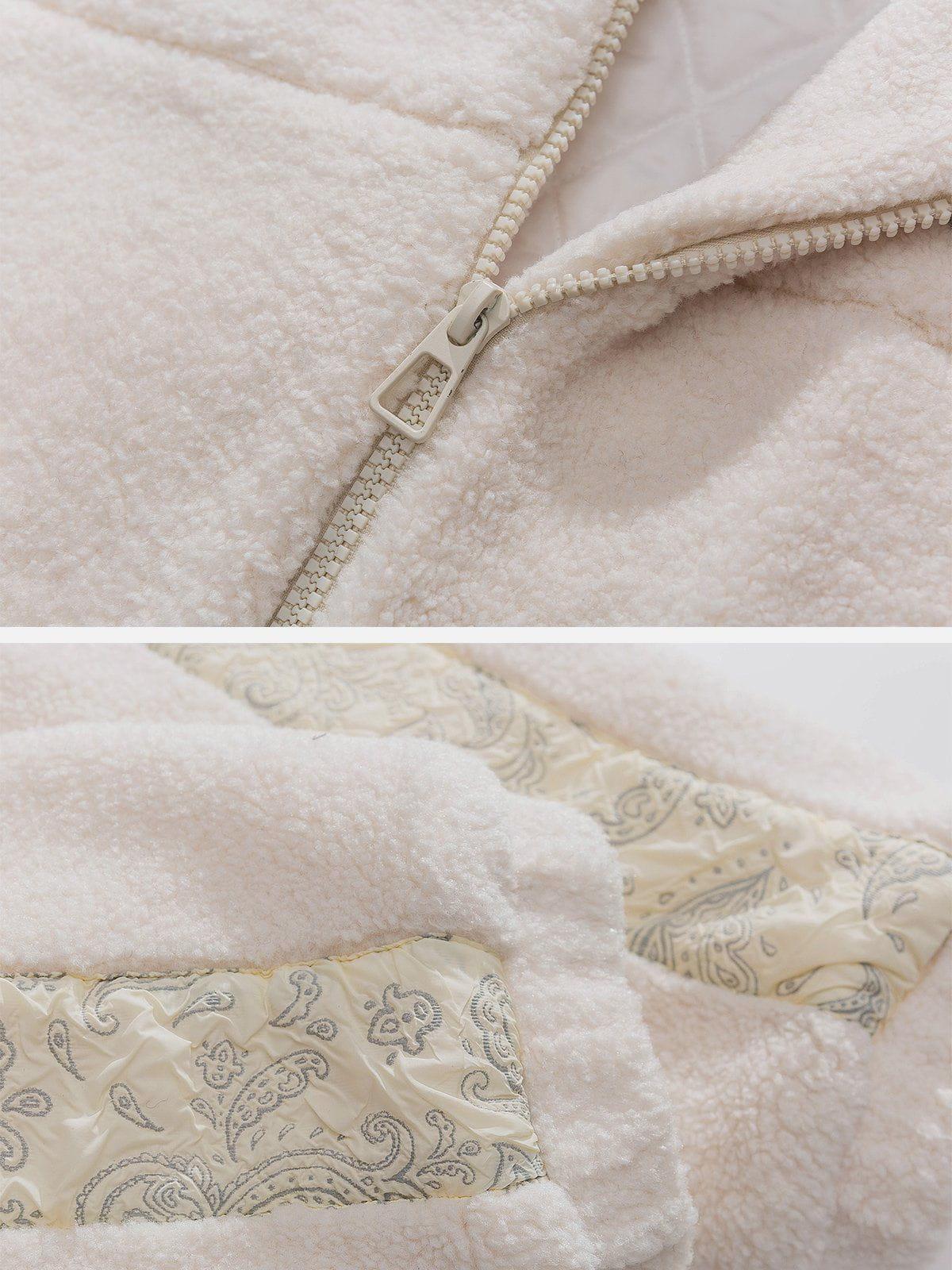 Tntwear® - Side Sleeves Patchwork Sherpa Coat - tntwear1