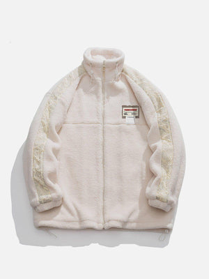 Tntwear® - Side Sleeves Patchwork Sherpa Coat - tntwear1