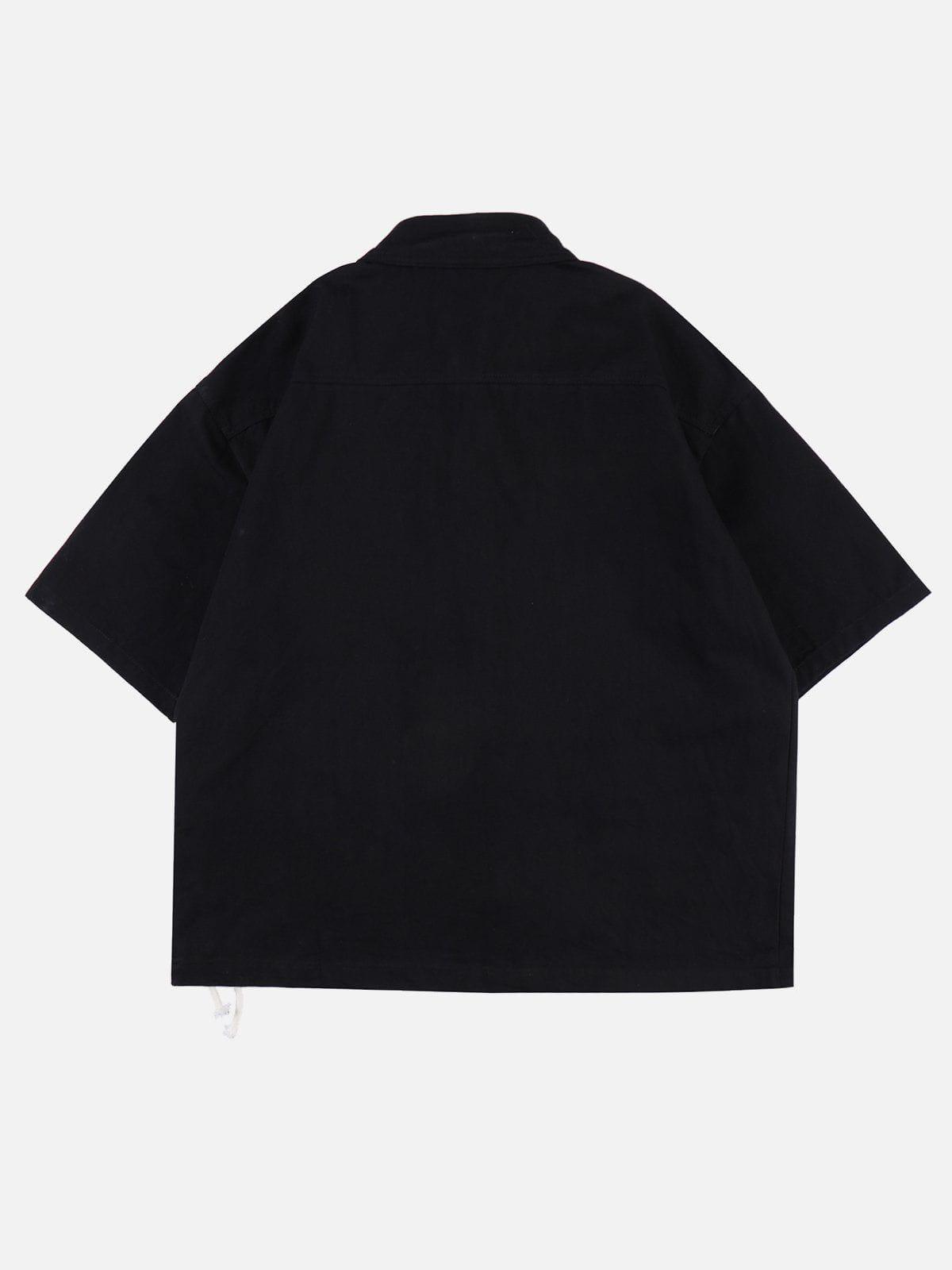 Tntwear® - Side Strap Decoration Short Sleeve Shirt - tntwear1