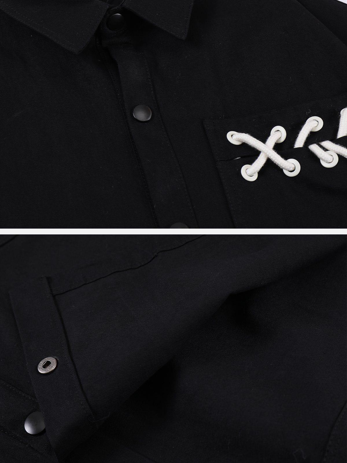 Tntwear® - Side Strap Decoration Short Sleeve Shirt - tntwear1