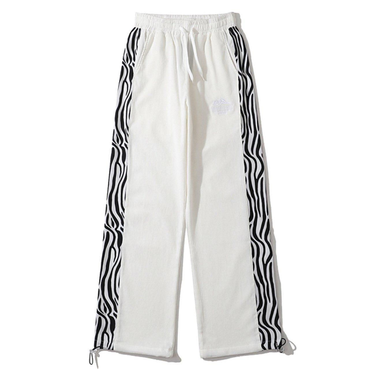 Tntwear® - Side Zebra Pattern Paneled Sweatpants - tntwear1