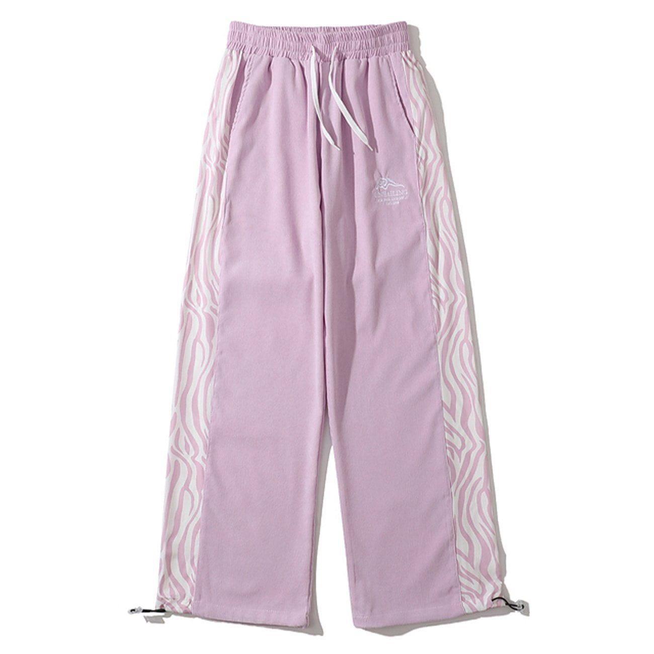 Tntwear® - Side Zebra Pattern Paneled Sweatpants - tntwear1