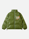 Tntwear® - SK Letter Embroidery PU Winter Coat - tntwear1