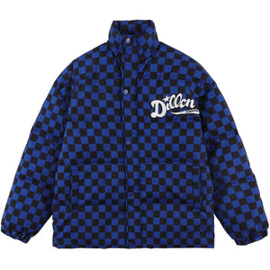 Tntwear® - Solid Color Checkerboard Print Puffer Jacket - tntwear1