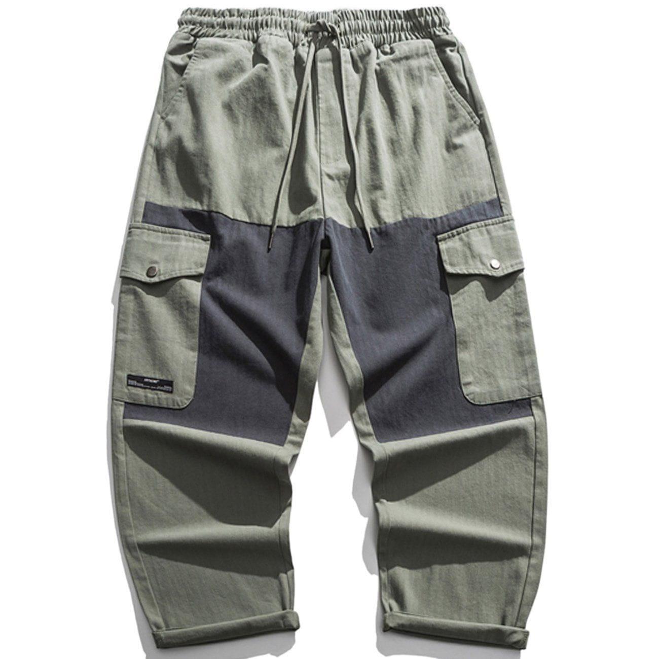 Sneakerland® - Solid Color Multiple Pockets Cargo Pants - tntwear1