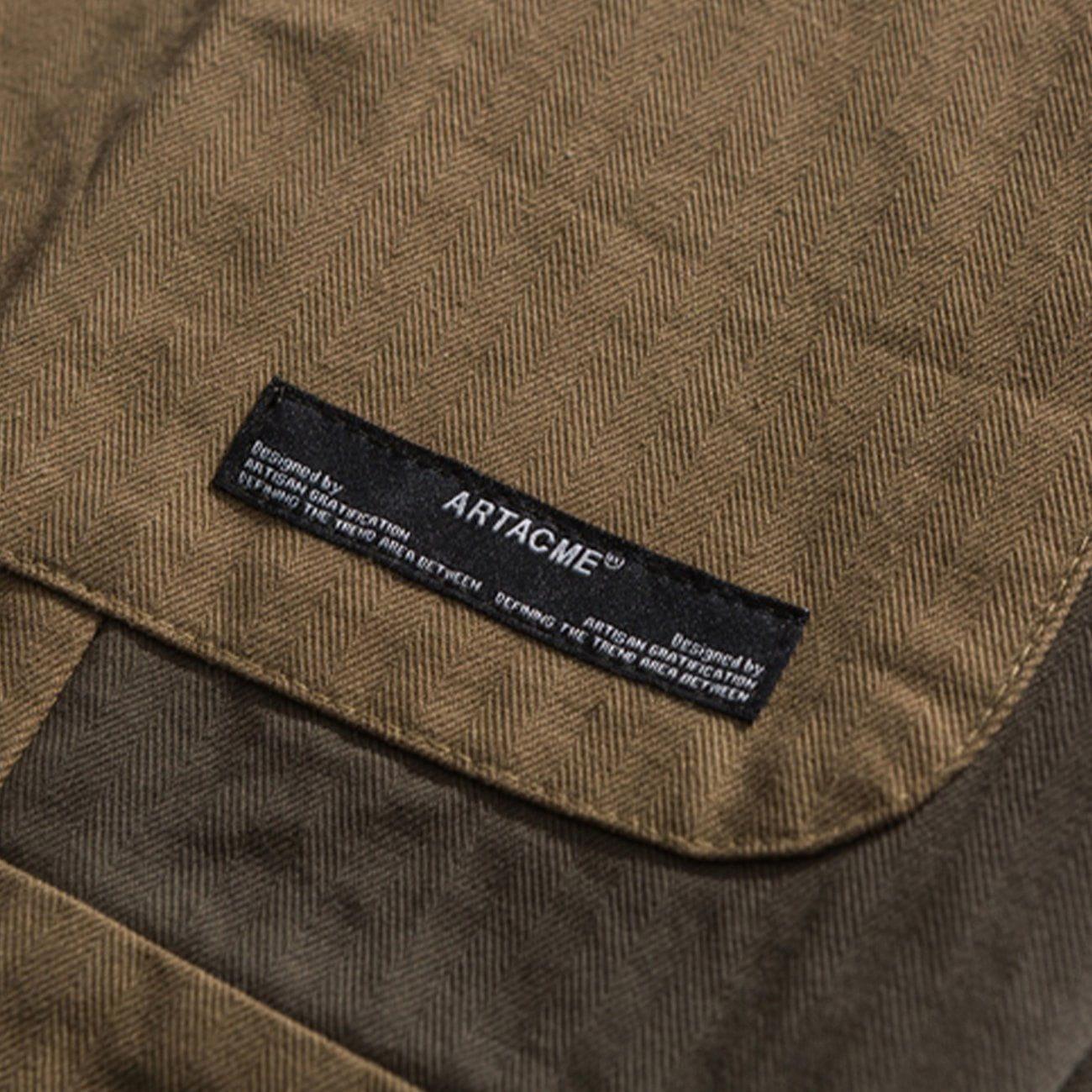 Sneakerland® - Solid Color Multiple Pockets Cargo Pants - tntwear1