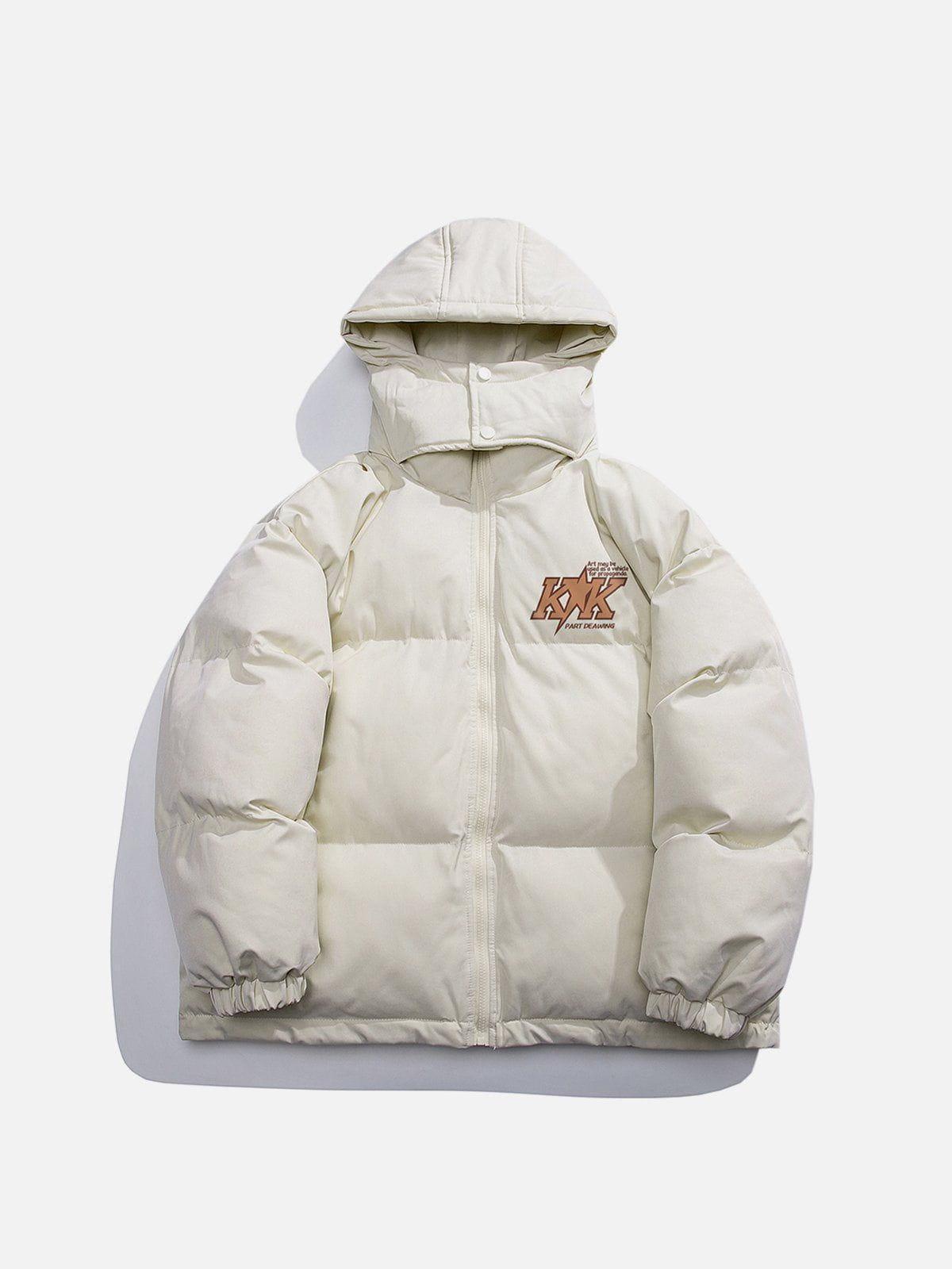 Tntwear® - Star Letter Print Winter Coat - tntwear1