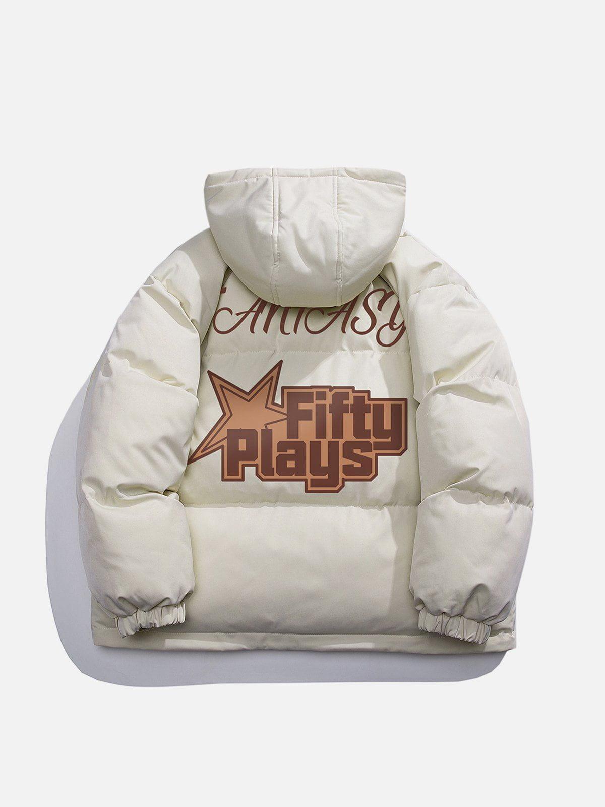 Tntwear® - Star Letter Print Winter Coat - tntwear1