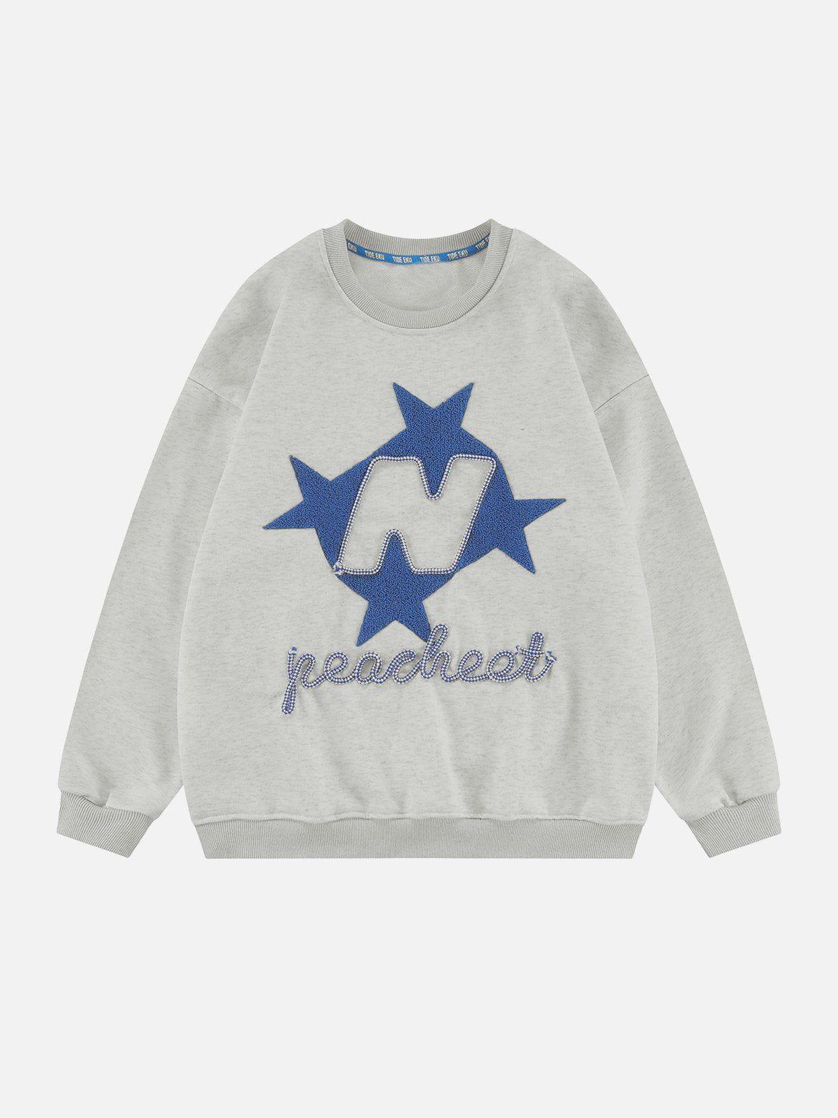 Tntwear® - Star Terry Embroidered Sweatshirt - tntwear1