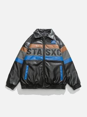 Tntwear® - STASXC Patchwork PU Winter Coat - tntwear1