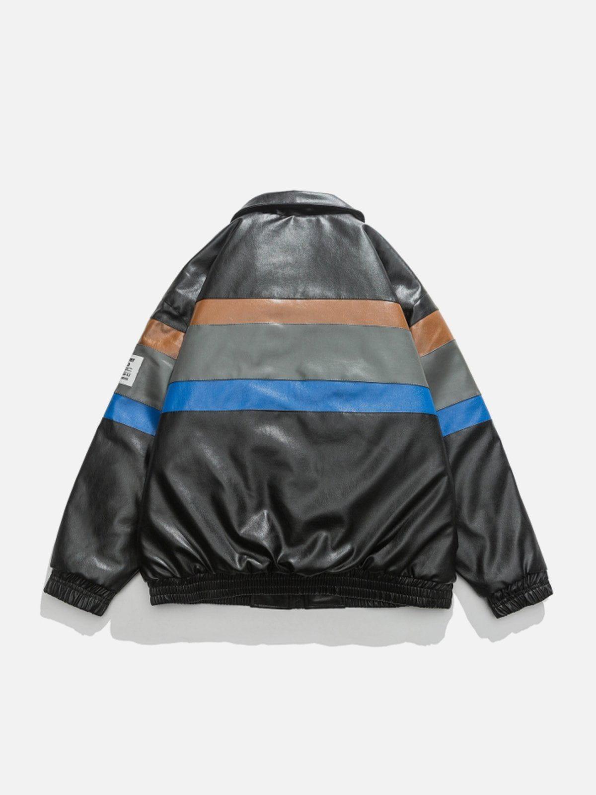 Tntwear® - STASXC Patchwork PU Winter Coat - tntwear1