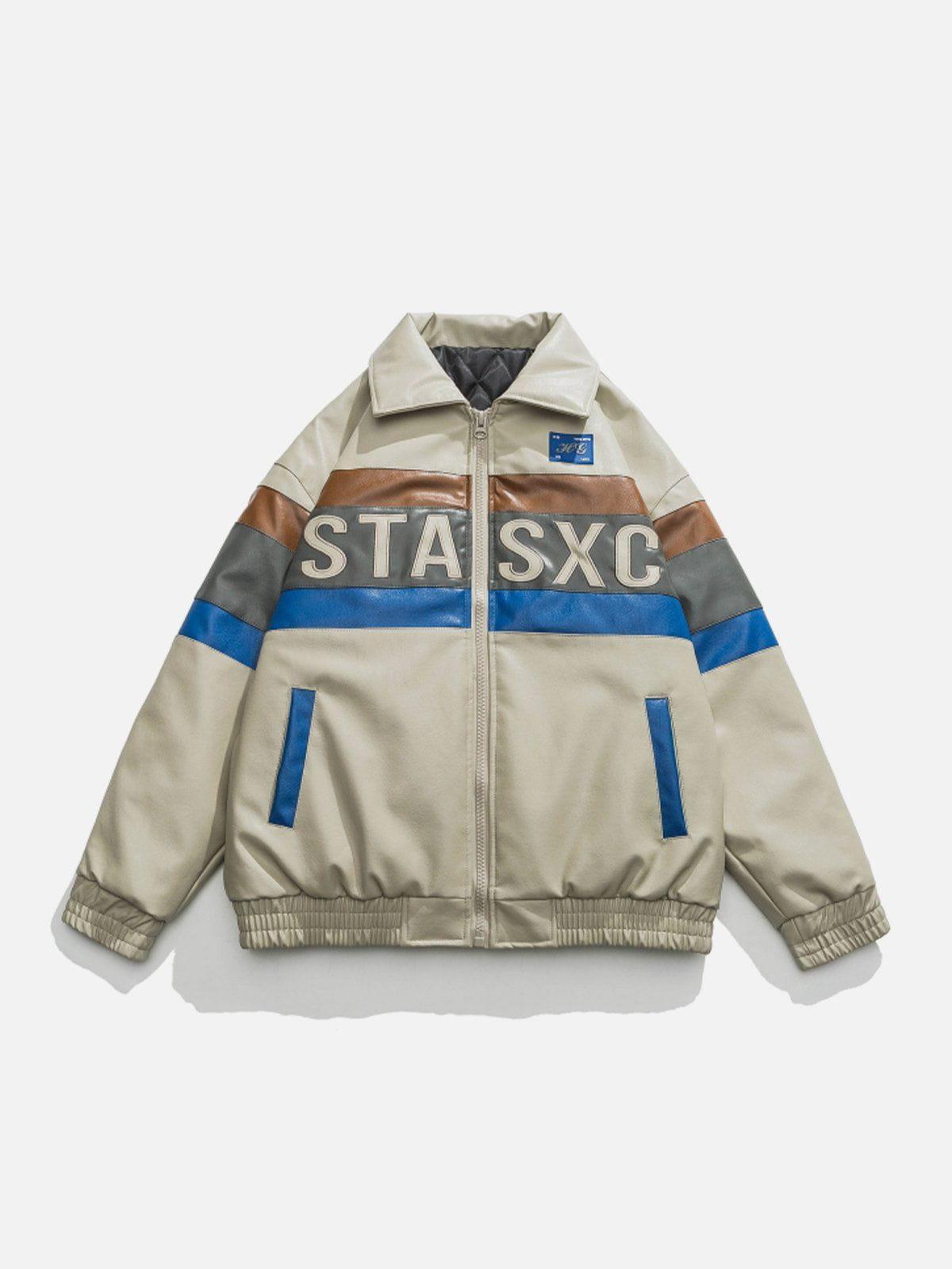 Tntwear® - STASXC Patchwork PU Winter Coat - tntwear1