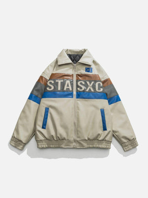 Tntwear® - STASXC Patchwork PU Winter Coat - tntwear1