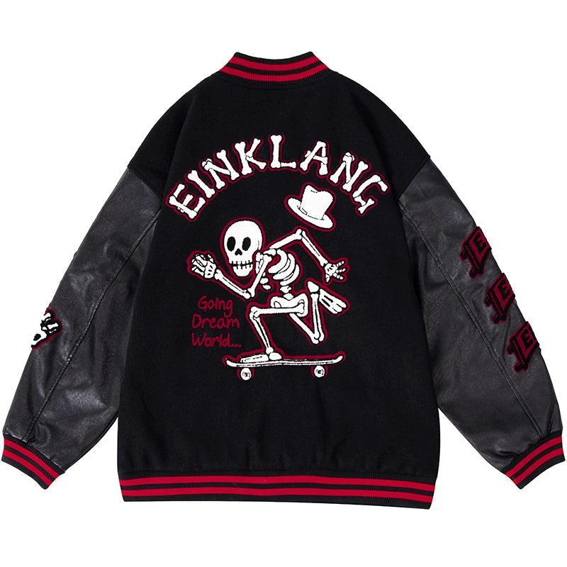 Tntwear® - Streetwear Baseball Jacket Skateboard Skeleton - tntwear1