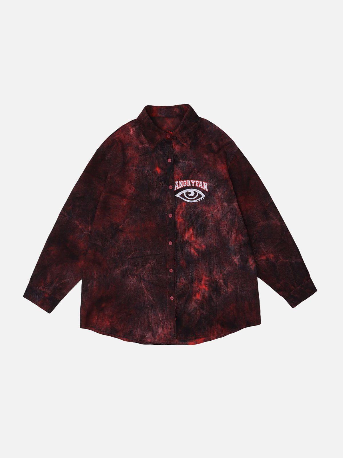 Tntwear® - Tie Dye Letter Print Long Sleeve Shirt - tntwear1
