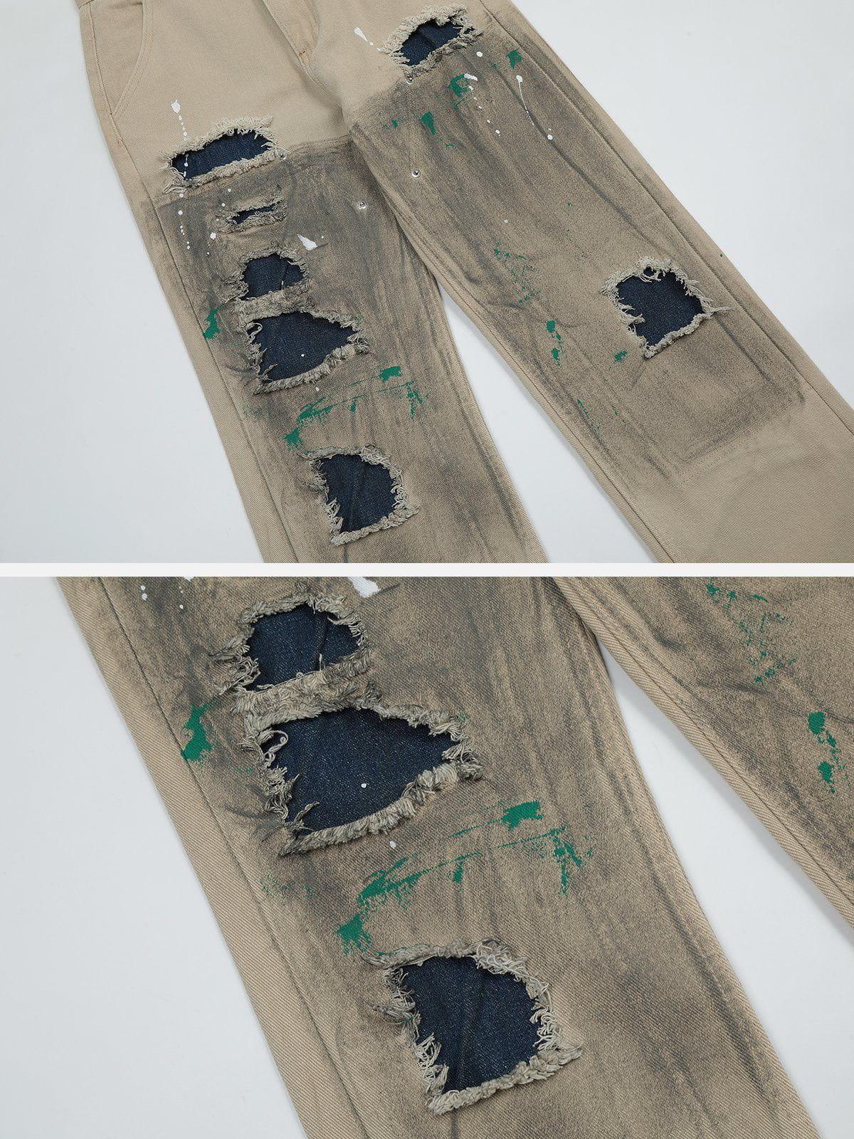 Tntwear® - Tie Dye Splash Ink Hole Jeans - tntwear1