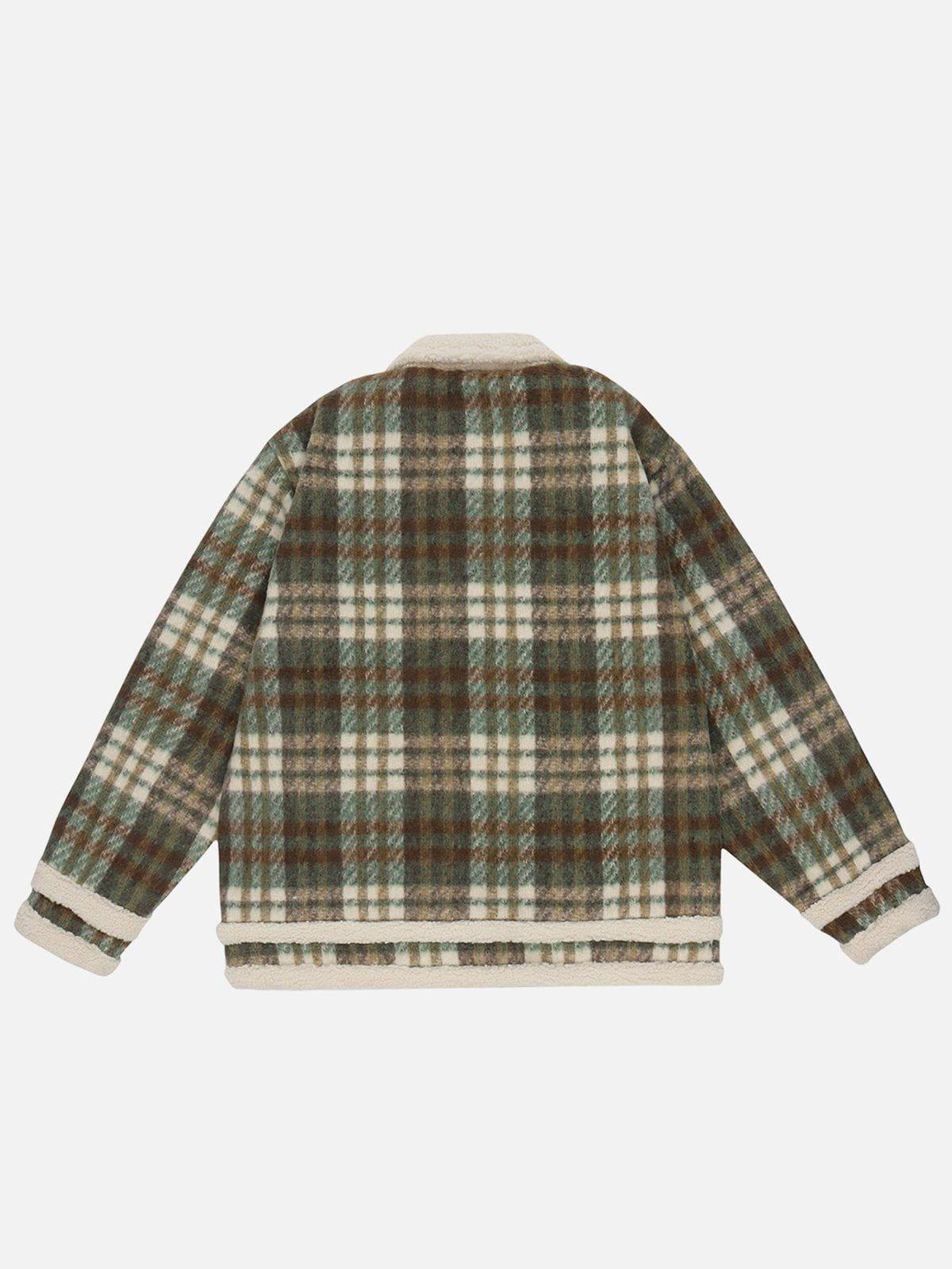 Tntwear® - Vintage Check Sherpa Coat - tntwear1
