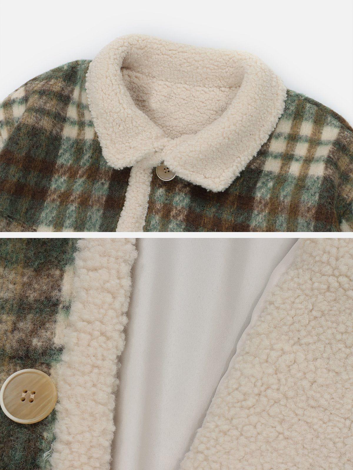 Tntwear® - Vintage Check Sherpa Coat - tntwear1