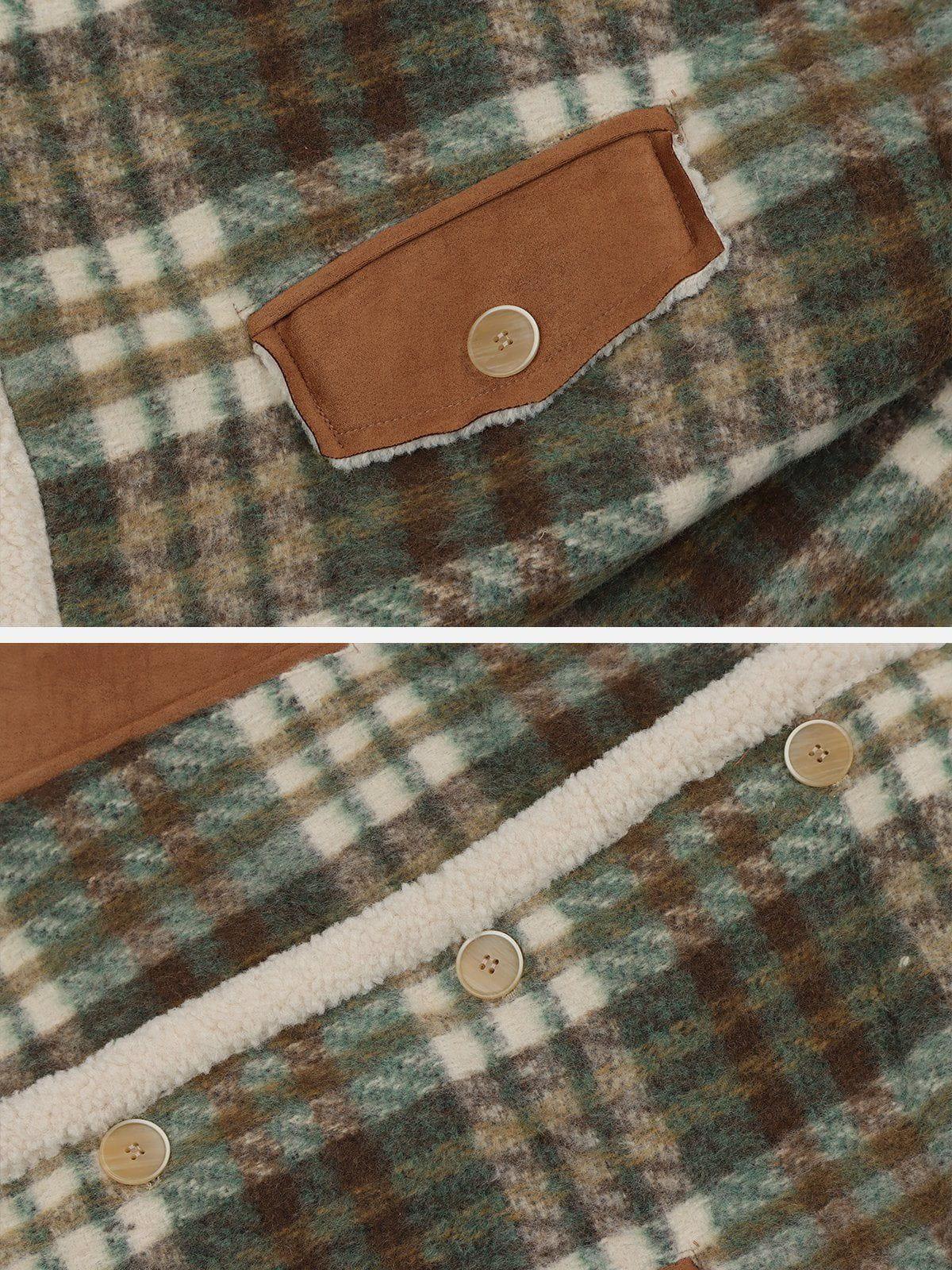 Tntwear® - Vintage Check Sherpa Coat - tntwear1