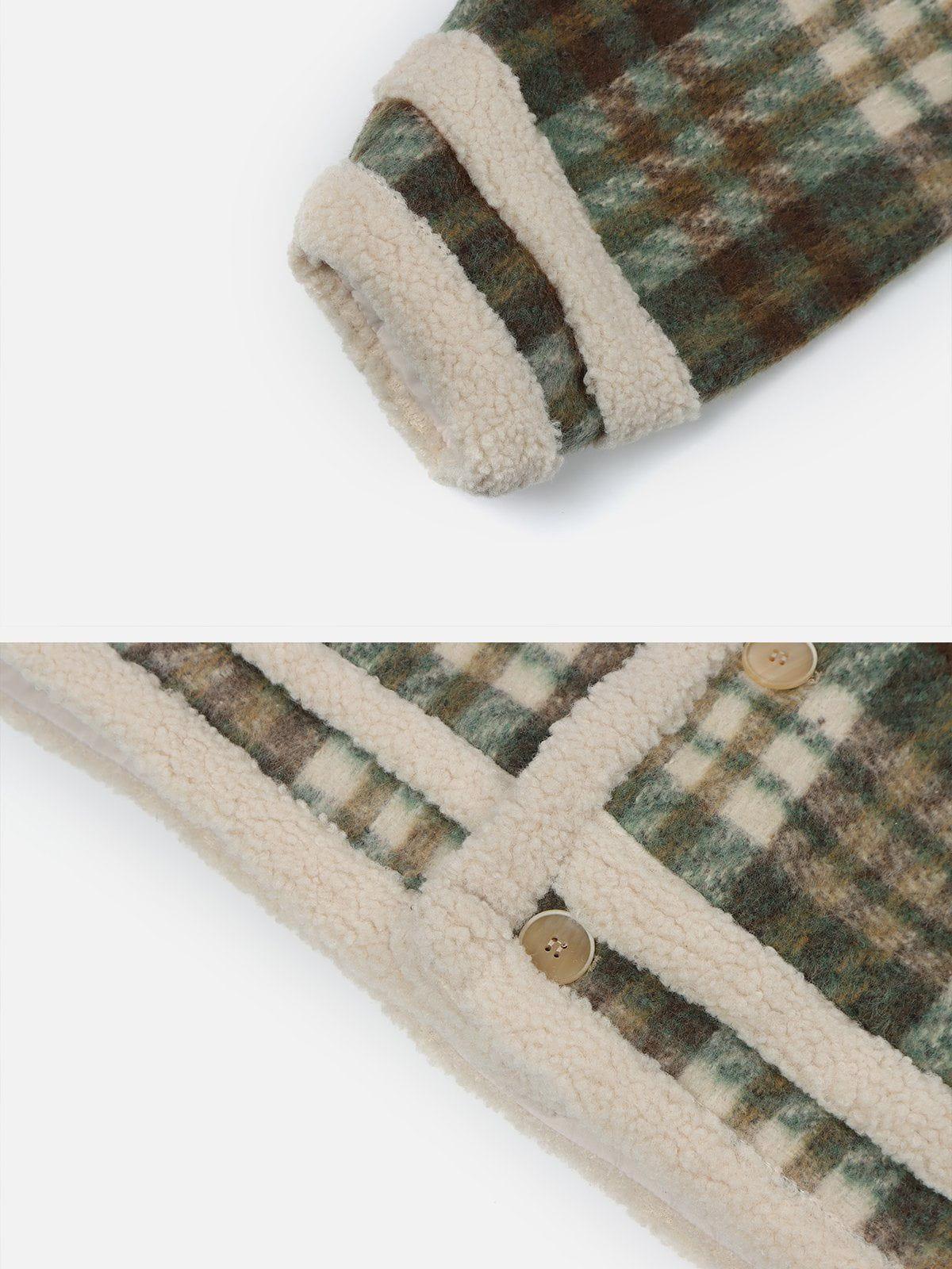 Tntwear® - Vintage Check Sherpa Coat - tntwear1