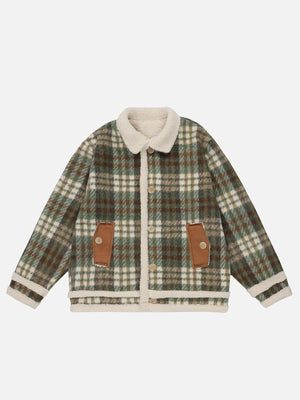 Tntwear® - Vintage Check Sherpa Coat - tntwear1