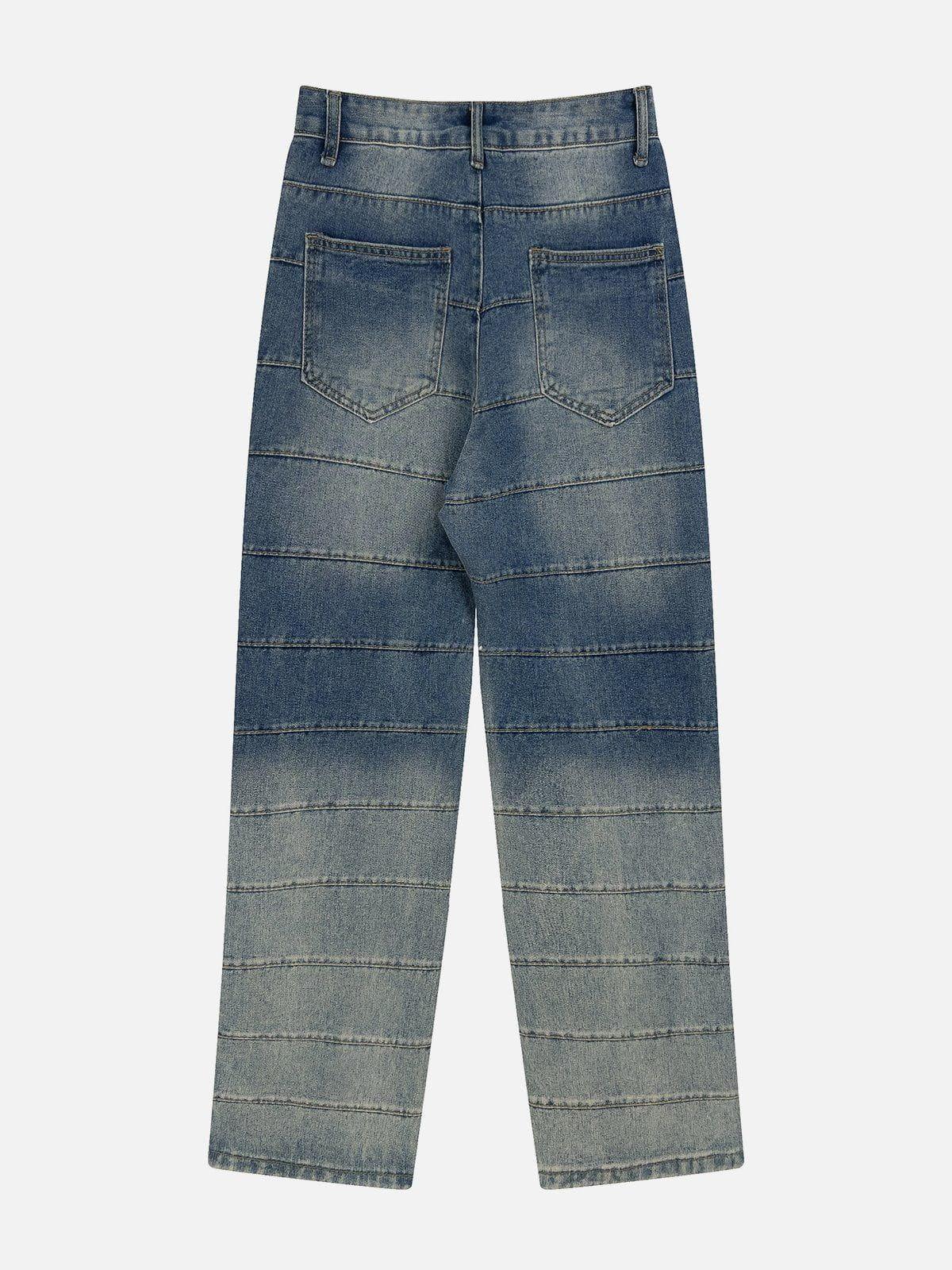 Tntwear® - Vintage Distressed Wash Patchwork Jeans - tntwear1