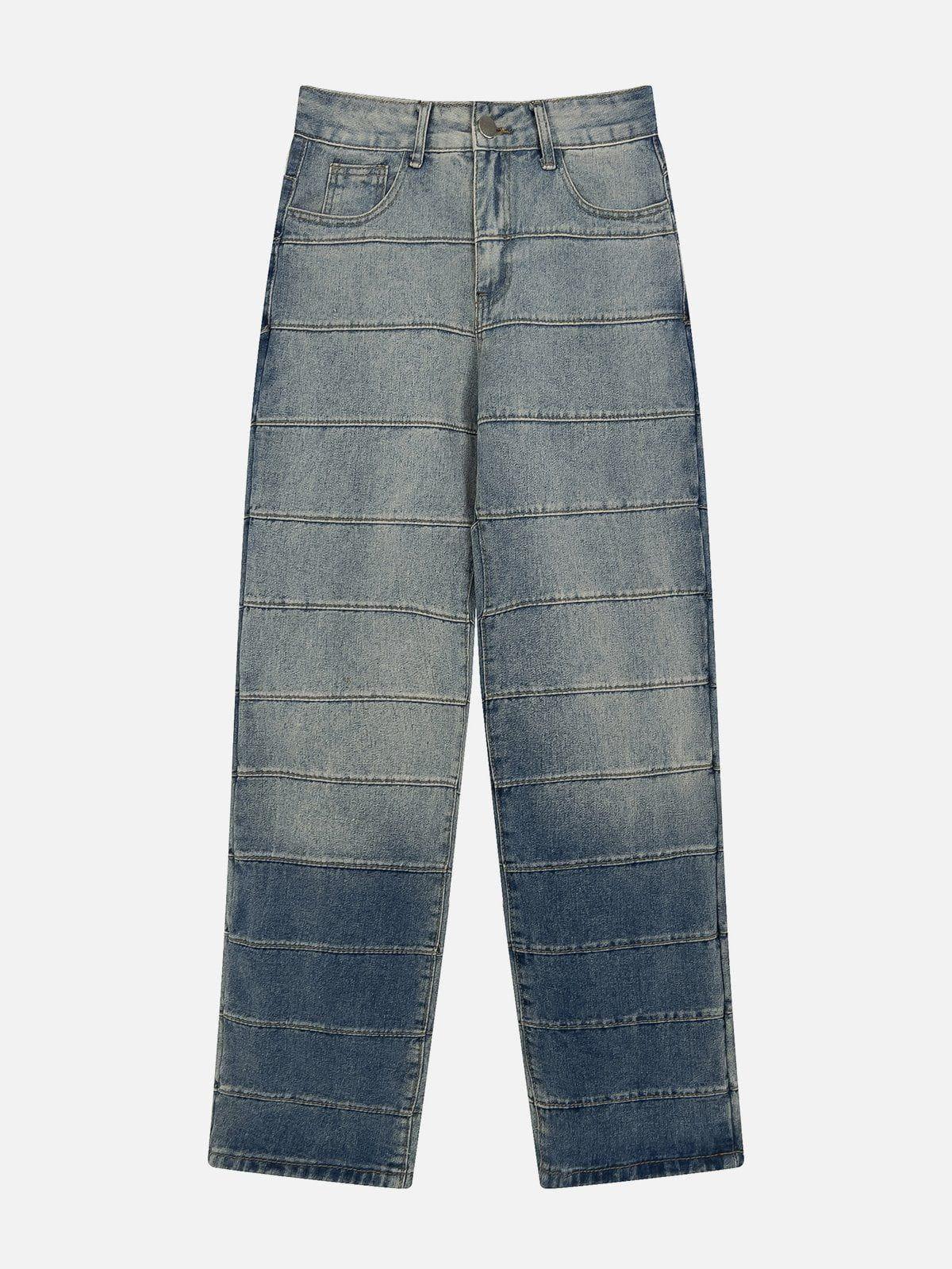Tntwear® - Vintage Distressed Wash Patchwork Jeans - tntwear1