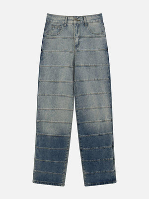 Tntwear® - Vintage Distressed Wash Patchwork Jeans - tntwear1