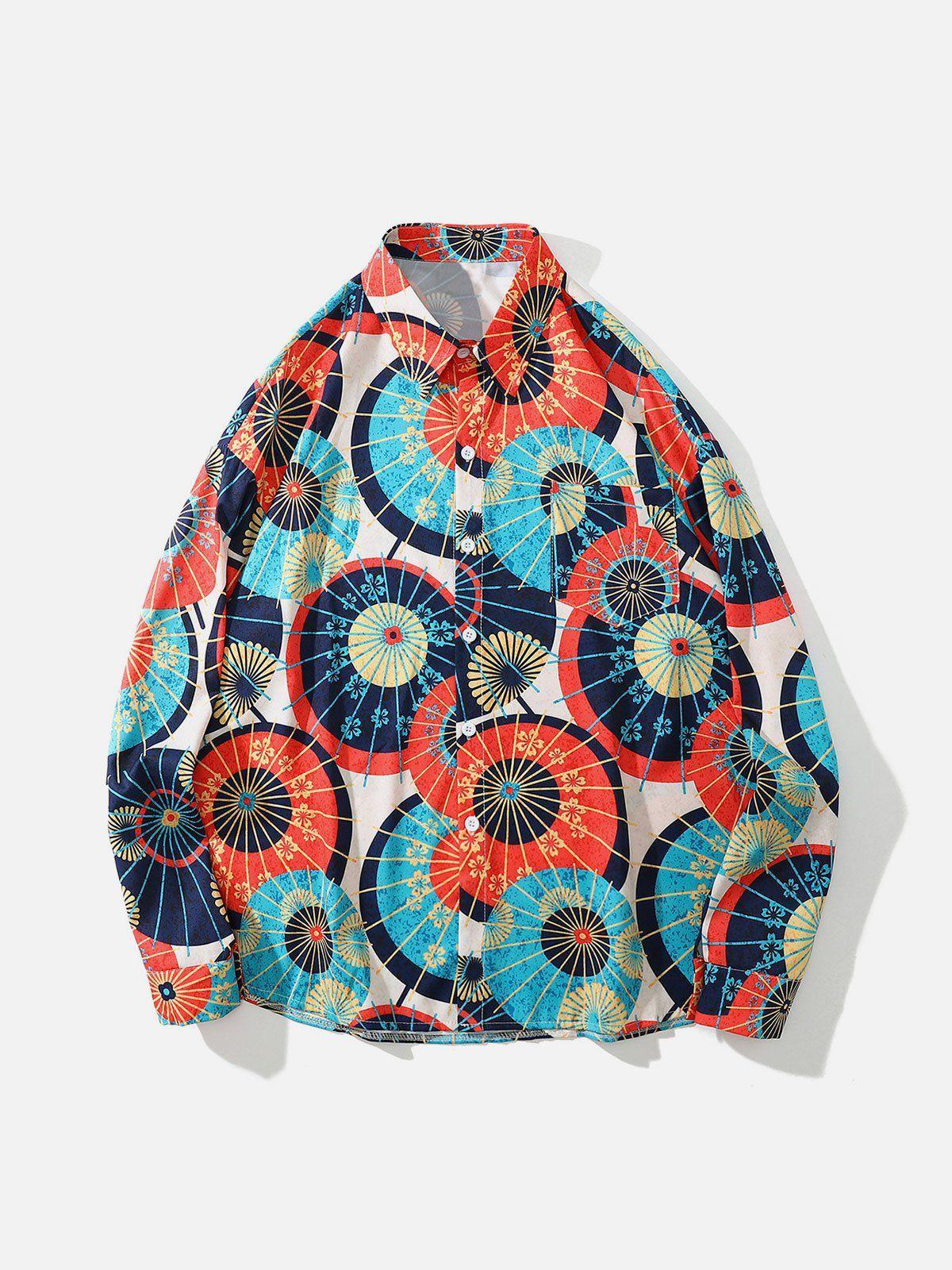 Tntwear® - Vintage Oil Painting Long-Sleeved Shirt - tntwear1