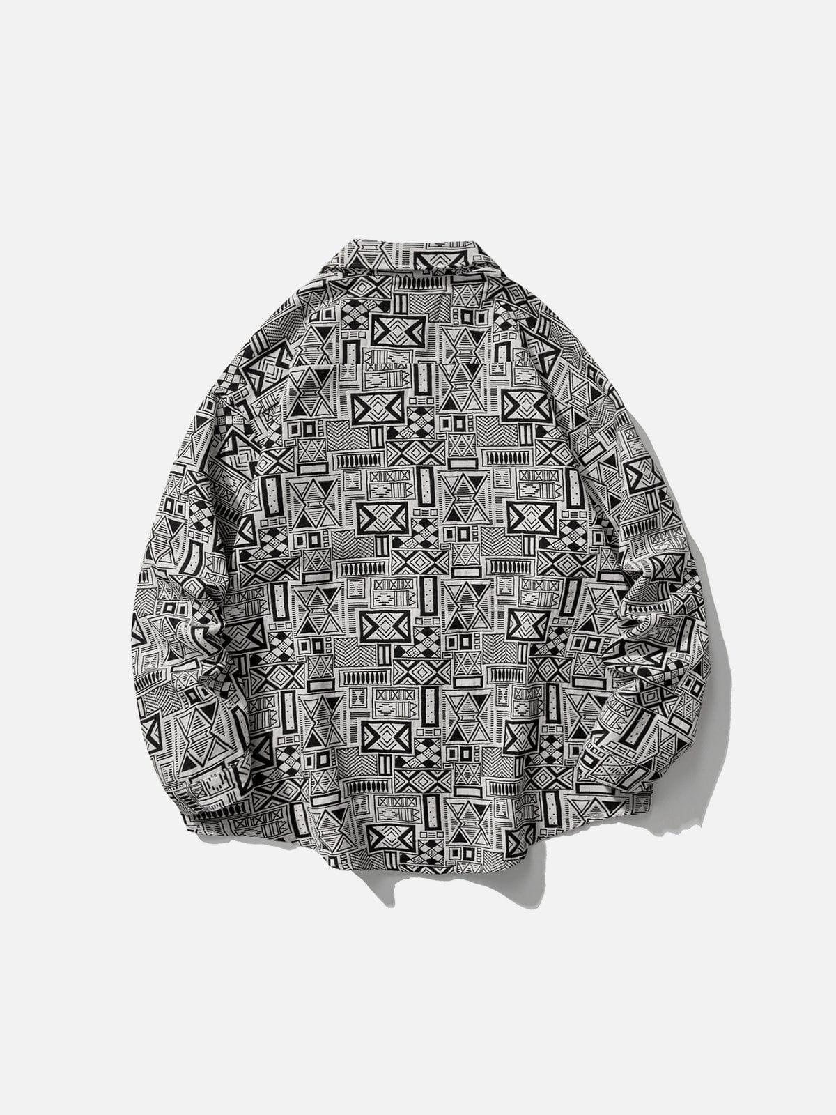 Sneakerland® - Vintage Rectangle Print Shacket - tntwear1