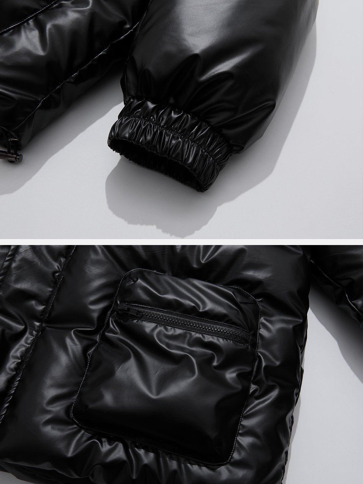 Tntwear® - Vintage Solid Gloss Winter Coat - tntwear1