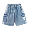 Tntwear® - Vintage Stitching Pocket Letter Print Denim Shorts - tntwear1