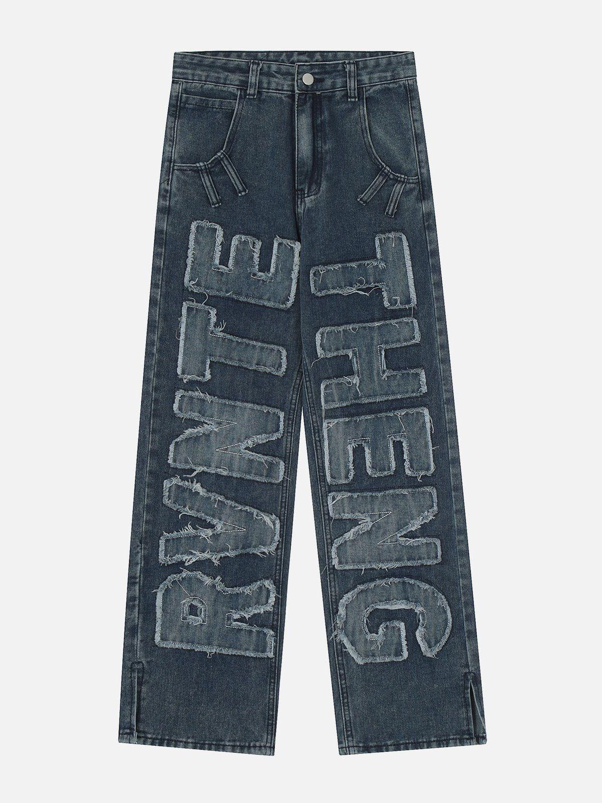 Tntwear® - Washed Patchwork Jeans - tntwear1