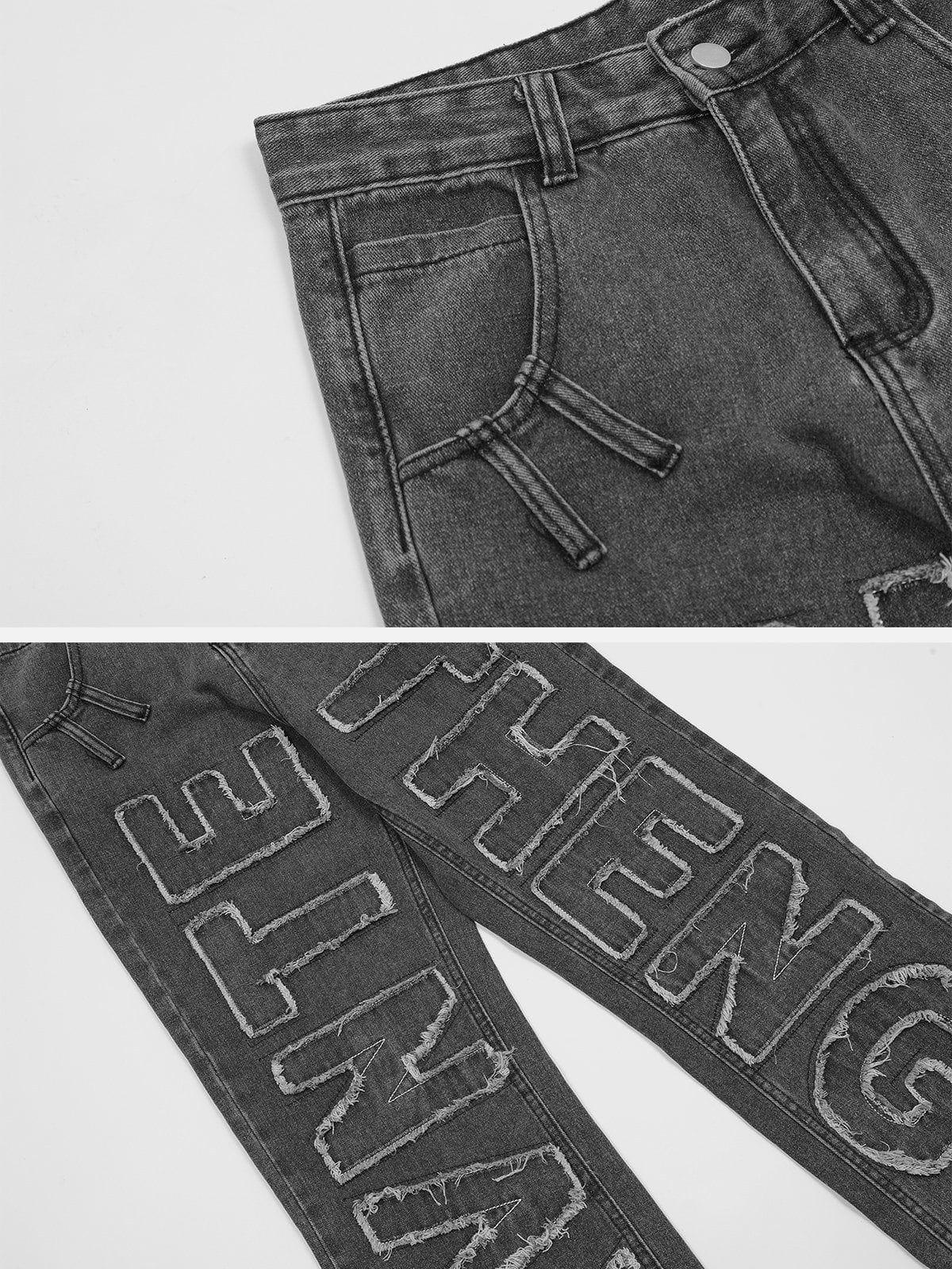 Tntwear® - Washed Patchwork Jeans - tntwear1