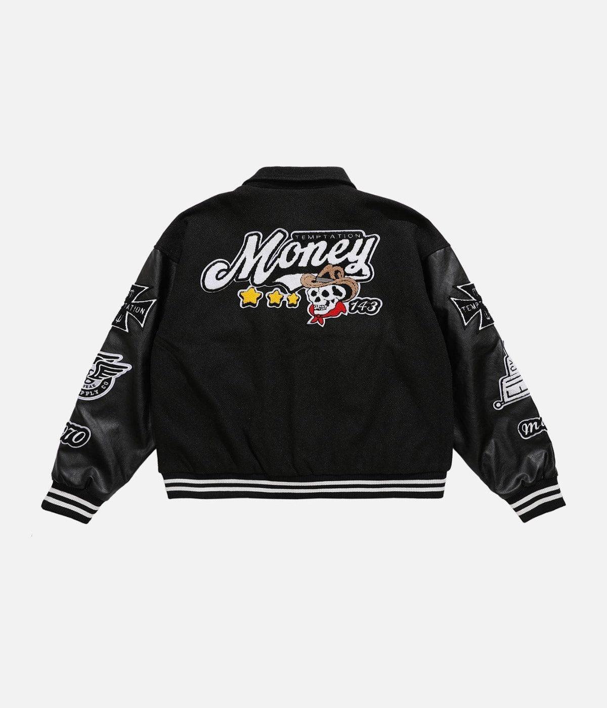 Tntwear® - Western Cowboy Skull PU Varsity Jacket - tntwear1