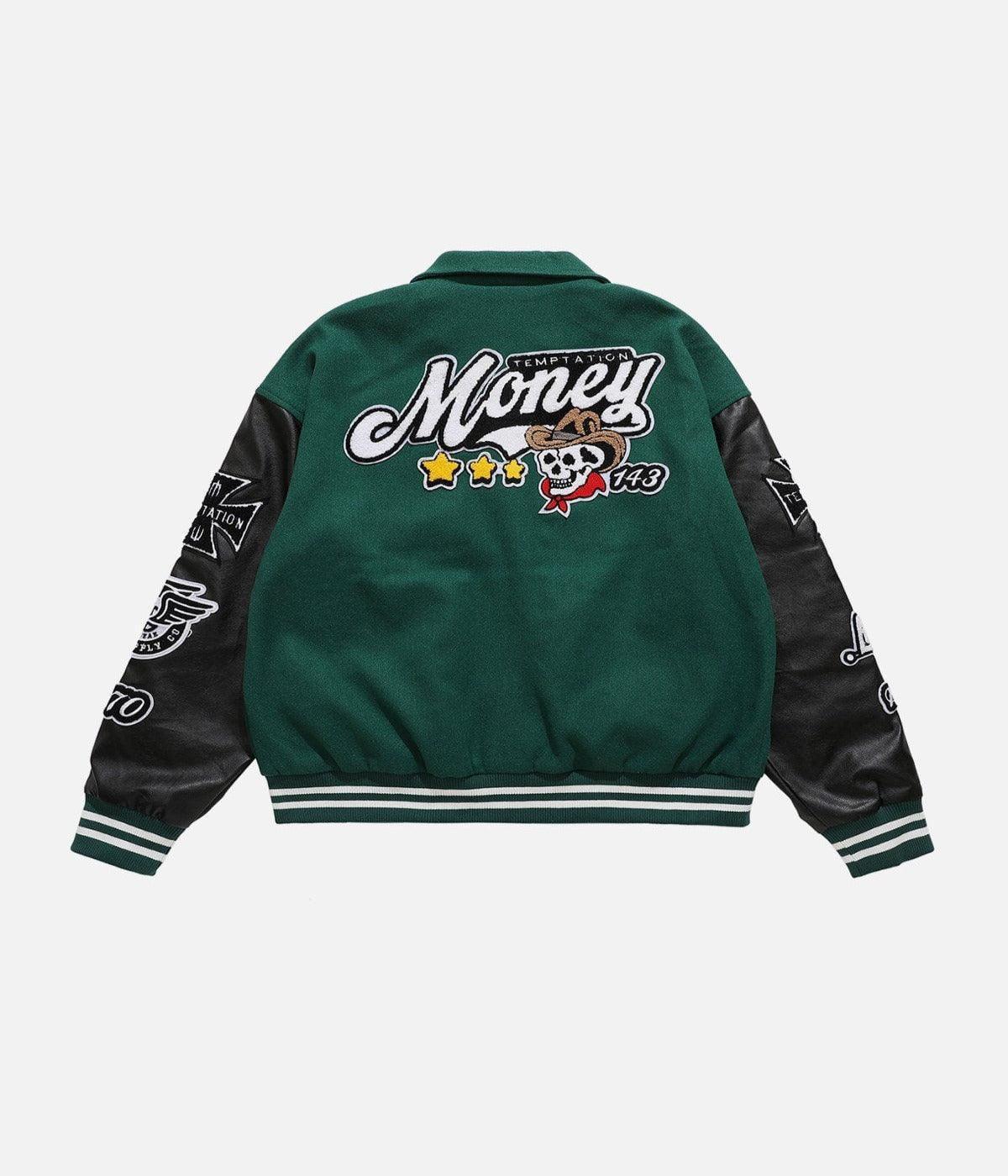 Tntwear® - Western Cowboy Skull PU Varsity Jacket - tntwear1