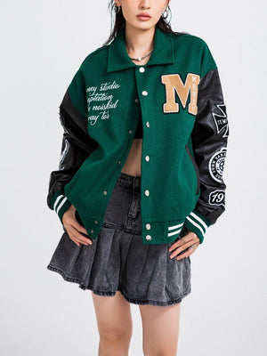 Tntwear® - Western Cowboy Skull PU Varsity Jacket - tntwear1